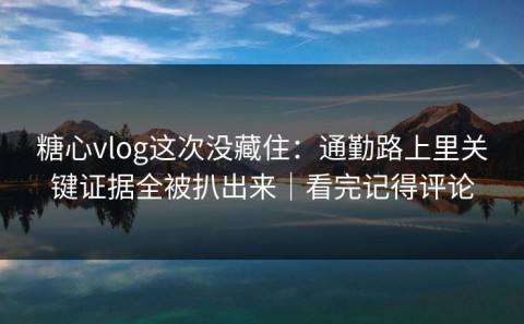 糖心vlog这次没藏住：通勤路上里关键证据全被扒出来｜看完记得评论