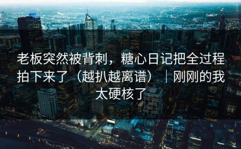 老板突然被背刺，糖心日记把全过程拍下来了（越扒越离谱）｜刚刚的我太硬核了